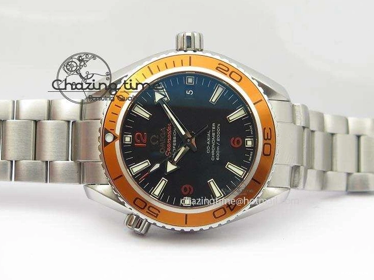 0127 Planet Ocean SS Bp Maker 45mm Orange Bezel On SS Bracelet A DailyWear 8216
